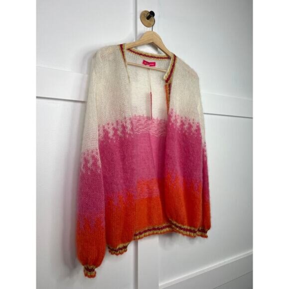 NWT Rose Carmine Oversized Ombré Mohair Blend Cardigan Pink White Size: OS - Picture 3 of 10